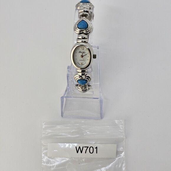 Park Lane 18MM Women's Watch Gray Tone Dial Turquoise Hearts Band 7" New Battery - Picture 16 of 16